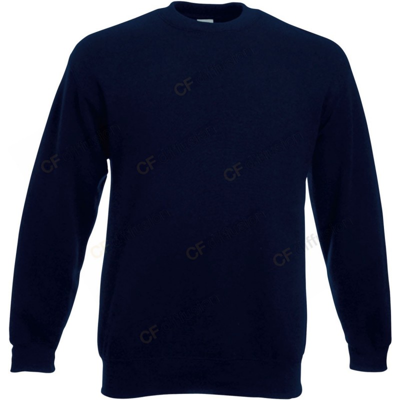 Sweat-shirt col rond Fruit Of The Loom Marine. Vu de face