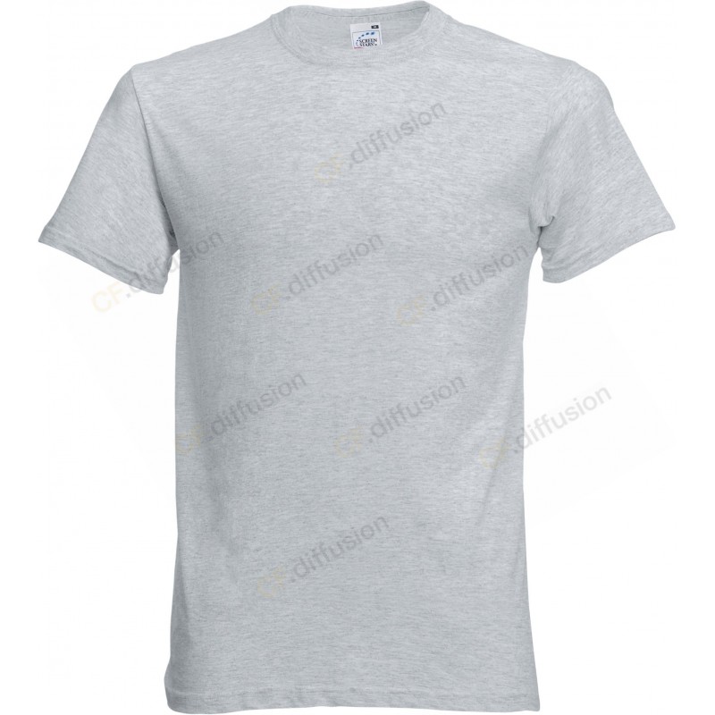 Tee shirt manches courtes Fruit of the Loom Gris. Vu de face