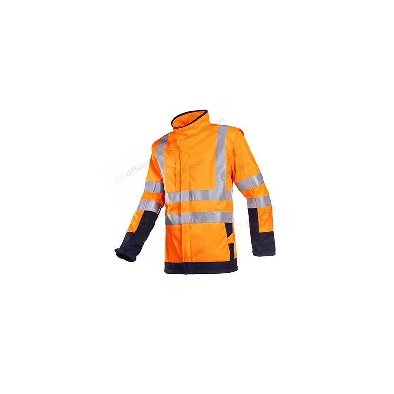 Softshell multirisques SIOEN 9643A2TV4 Orange fluo/Marine. Vu de face