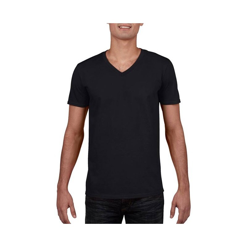 Tee-shirt manches courtes Gildan Noir. Vu de face