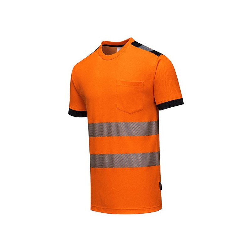 T-Shirt Portwest T181 Haute visibilité Orange fluo. Vu de face