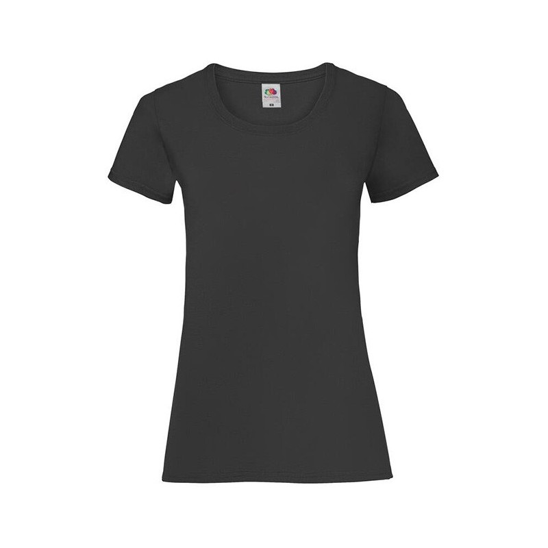 Tee-shirt manches courtes pour femme Fruit Of The Loom Noir. Vu de face