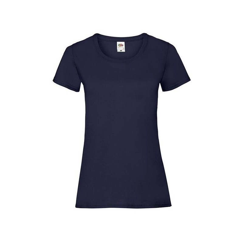 Tee-shirt manches courtes pour femme Fruit Of The Loom Marine. Vu de face
