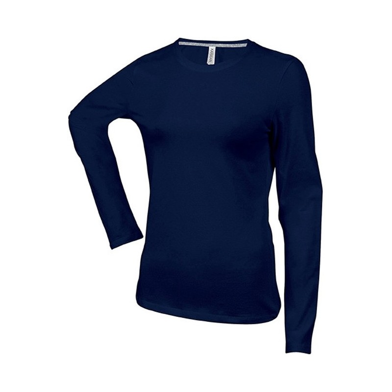 Tee-shirt femme manches longues Fruit Of The Loom Marine. Vu de face