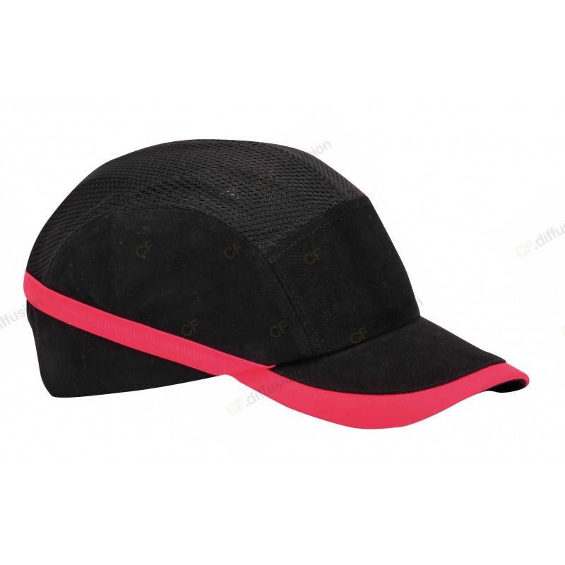 Casquette de sécurité anti-heurt, aération PORTWEST PW69 Noir. Vu de profil