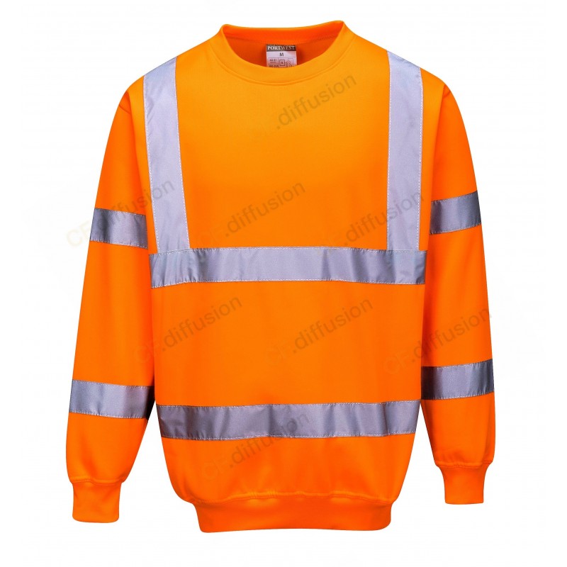 Sweatshirt Portwest B303 Haute Visibilité Orange fluo. Vu de face