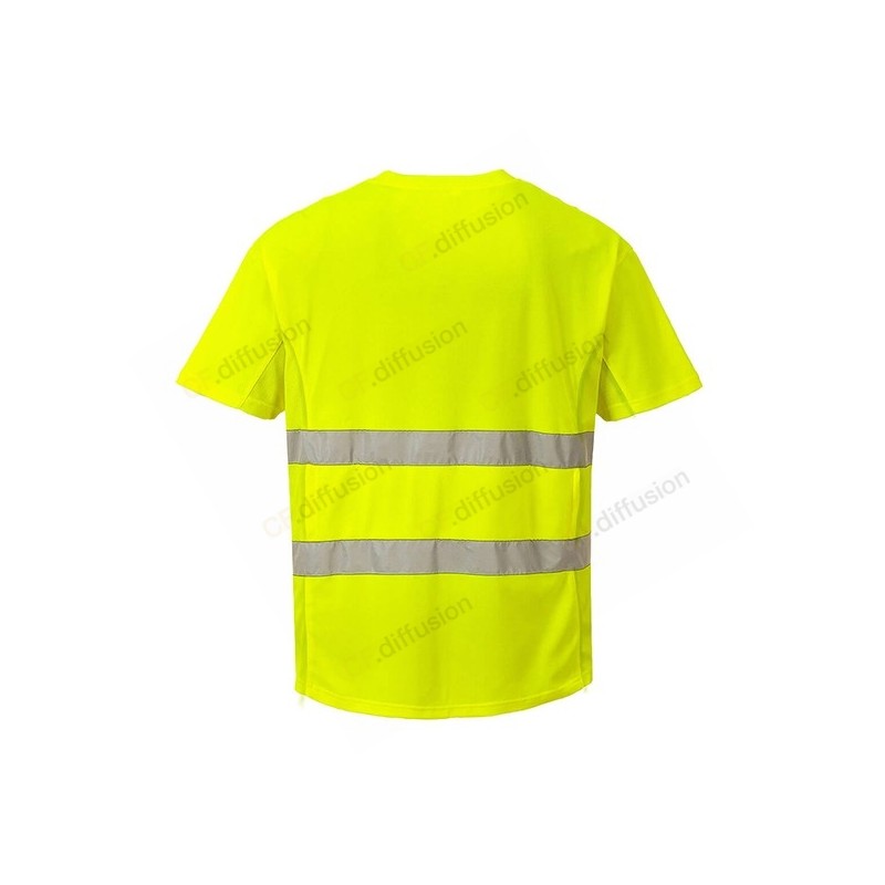 T-shirt Portwest C394 Haute visibilité Jaune fluo. Vu de dos