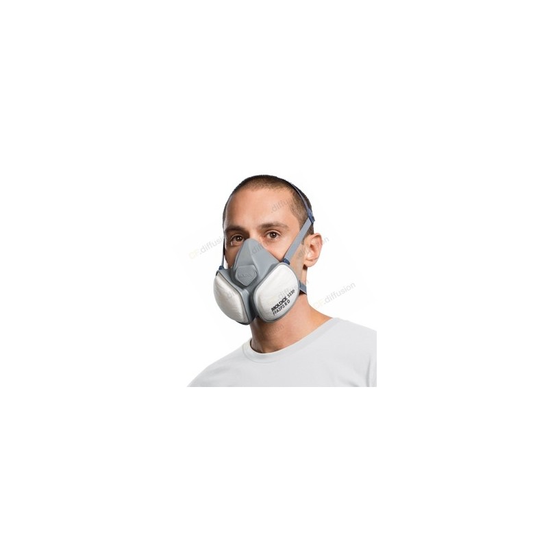 Demi-masque à filtres anti-gaz et vapeurs MOLDEX COMPACTMASK. Vu de face