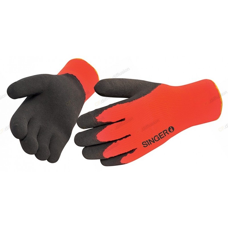 Gants contre le froid enduit latex SINGER SAFETY - TAC10R Noir/Orange