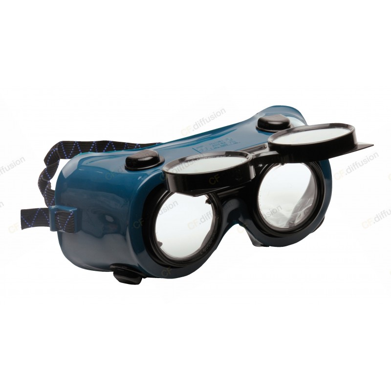 Lunette de soudeur, protection liquides et poussières PORTWEST PW60 Vert. Vu de profil