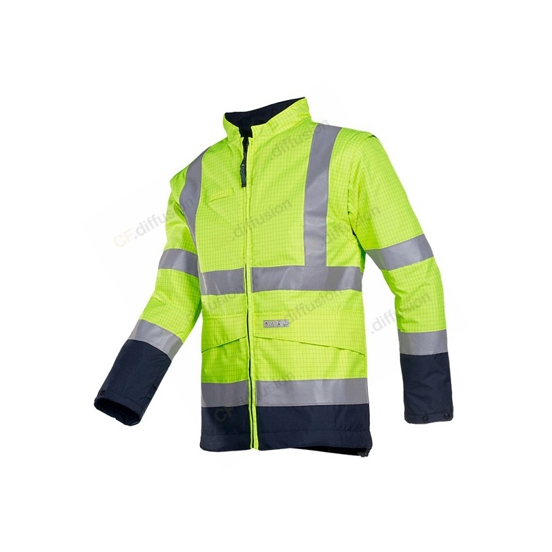 Blouson aviateur haute visibilité, antistatique SIOEN 1874N3EF5 Jaune/Marine. Vu de face