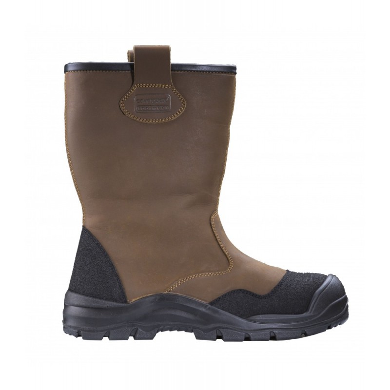 Bottes de travail anti-froid S3 SRC CI Coverguard 9PYRO Marron. Vu de côté