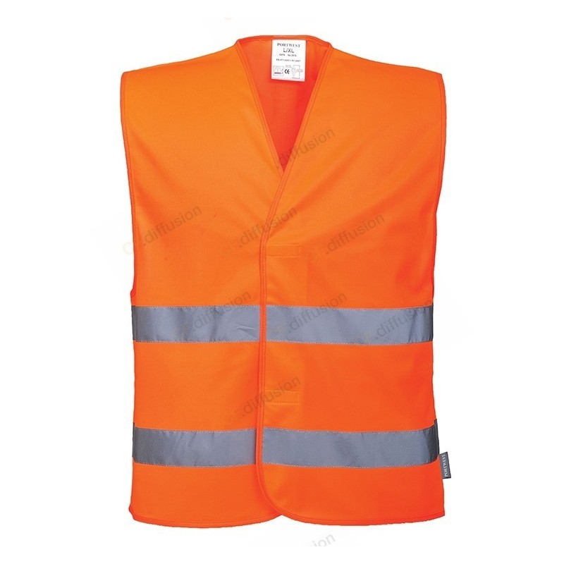 Gilet Haute visibilité Coverguard 5NEP17 Orange fluo. Vu de face