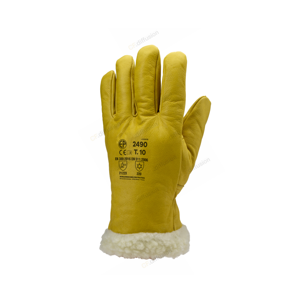 Gants en cuir Hiver doublure laine polaire ISLANDE Long. 32 cm