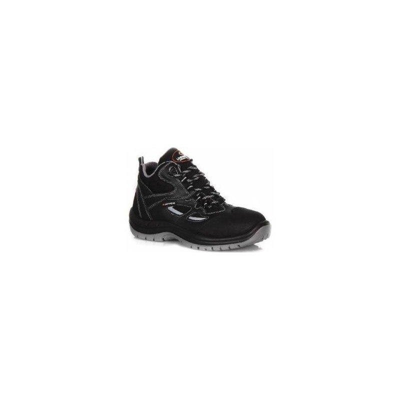Chaussures de Sécurité hautes coloris noir et gris "ANDE" de marque Uniwork vue de 3/4