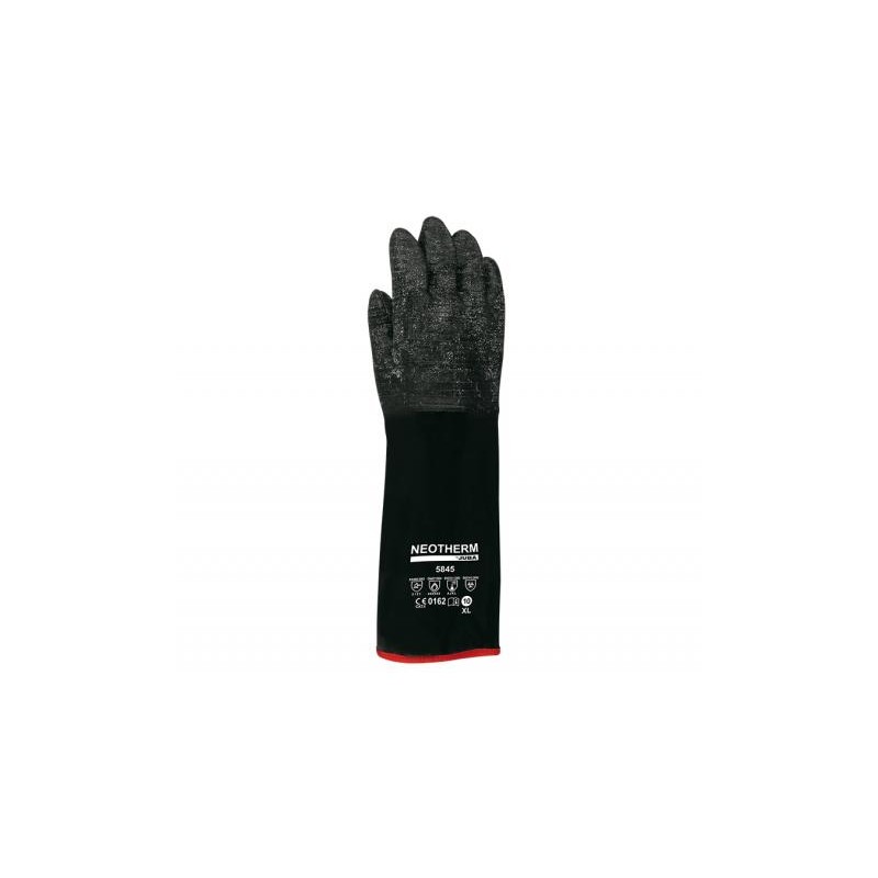 Gants de 45cm en néoprène avec support en coton JUBA 5845 Noir. Vu dos de la main