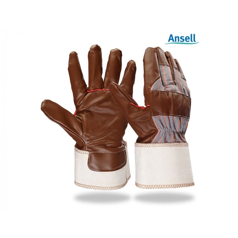 Gants Ansell HYD-TUF paume imprégnée nitrile coloris Marron L.28 cm  