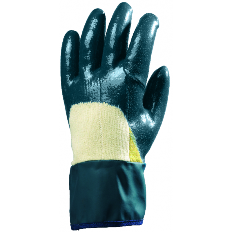 Gants double enduction Nitrile, paume Kevlar EN407, EN420, EN388 Bleu  