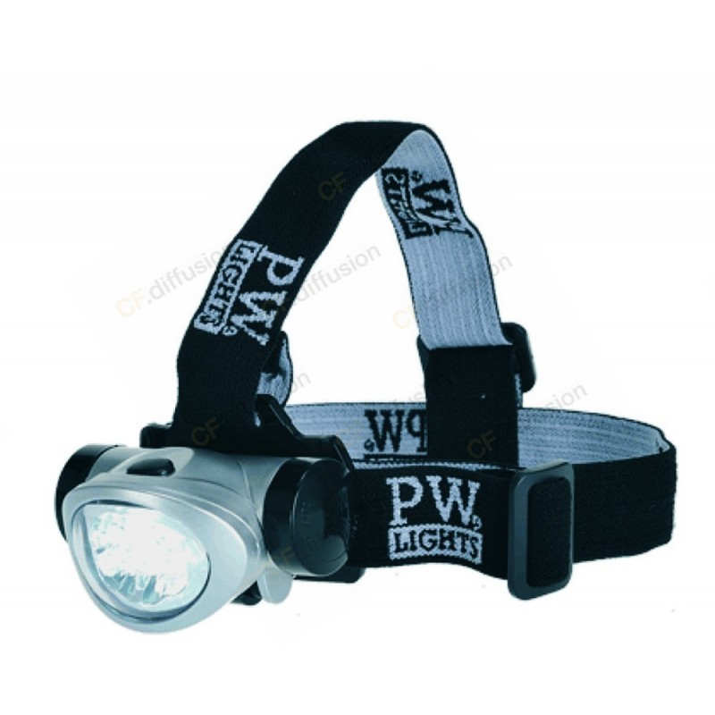 Lampe frontale multipostions PORTWEST PA50 Argent. Vu de profil