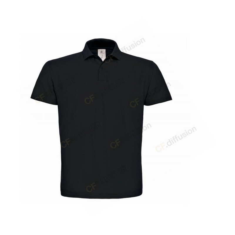 Polo homme manches courtes B&C Noir. Vu de face