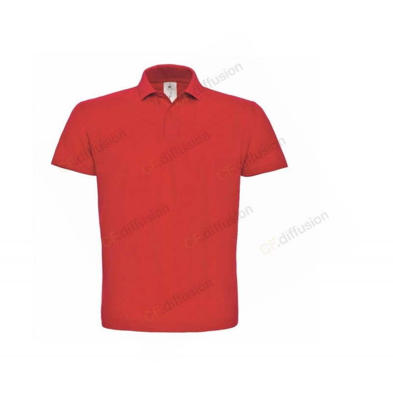 Polo homme manches courtes B&C Rouge. Vu de face