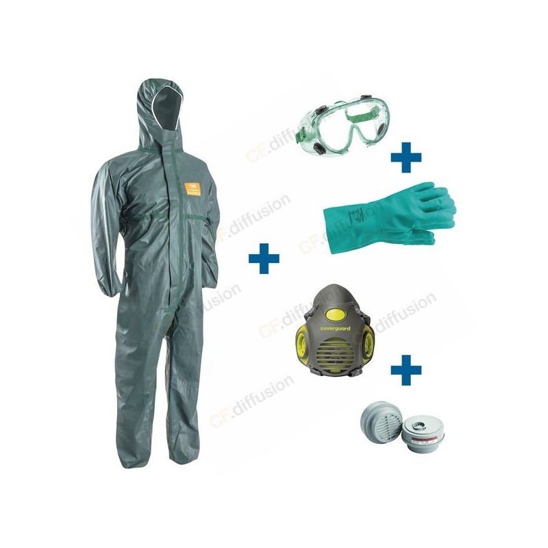 Kit phytosanitaire complet COVERGUARD MO45810 Vert. Vu des 4 composants
