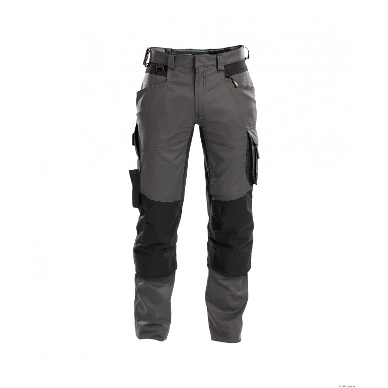 Pantalon de travail Dassy DYNAX Gris / Noir. Vu de face