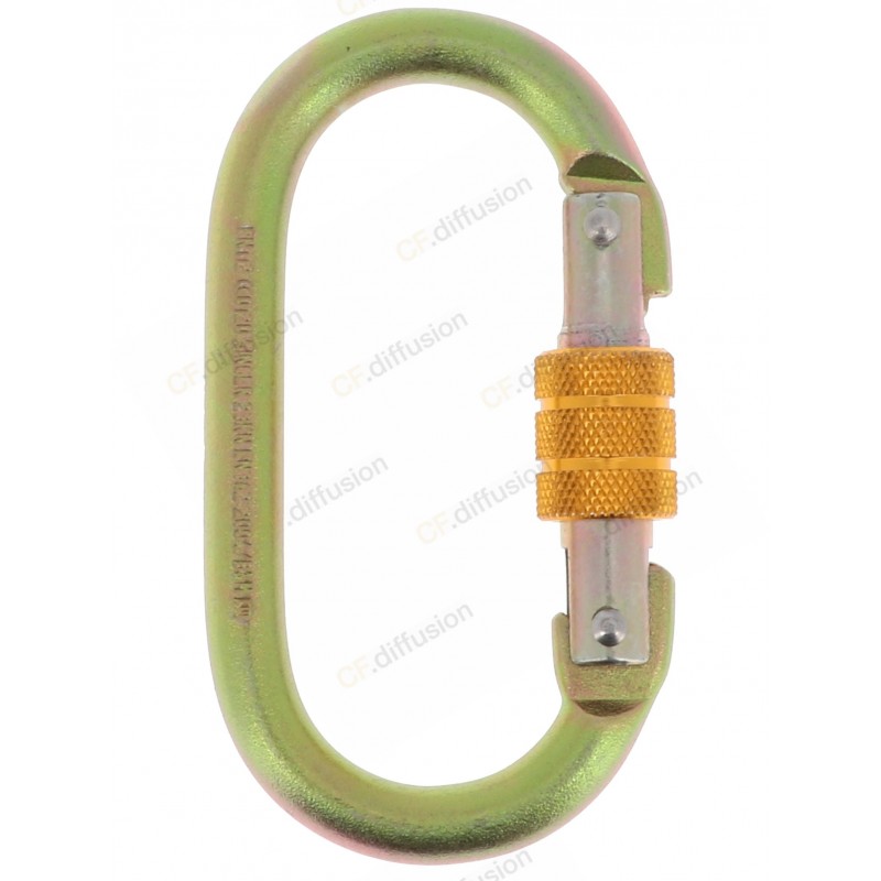 Mousqueton acier à verrouillage à vis avec ouverture 18 mm SINGER SAFETY - OVABASE Jaune