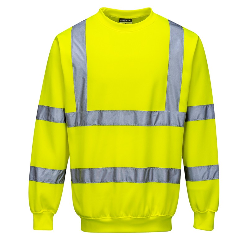 Sweatshirt Haute Visibilité  EN ISO 20471 Classe 3.2 coloris Jaune fluo. Vu de face