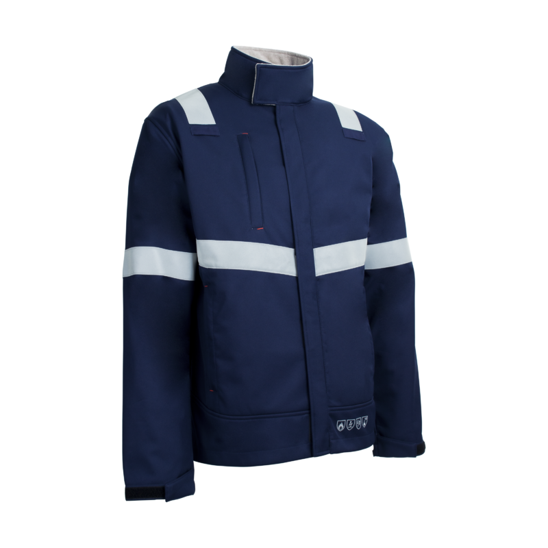 Veste Softshell ATEX, multirisques + haute visibilité Coverguard 5TUI120 Marine. Vu de face