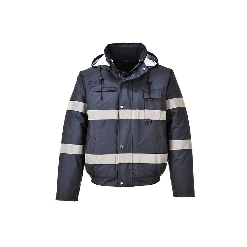 Blouson imperméable GAMME SÉCURITÉ col doublé polaire et bandes réfléchissantes coloris Marine