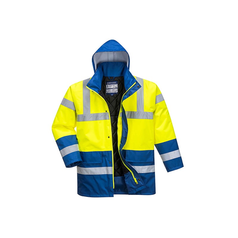 Parka HV bicolore EN343 ISO20471 Classe III TRAFFIC Jaune/Royal Blue - vue face