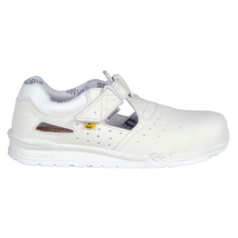 Chaussures de sécurité basse SR1 SRC ESD - COFRA - LUCIUS Blanc. Vu de profil