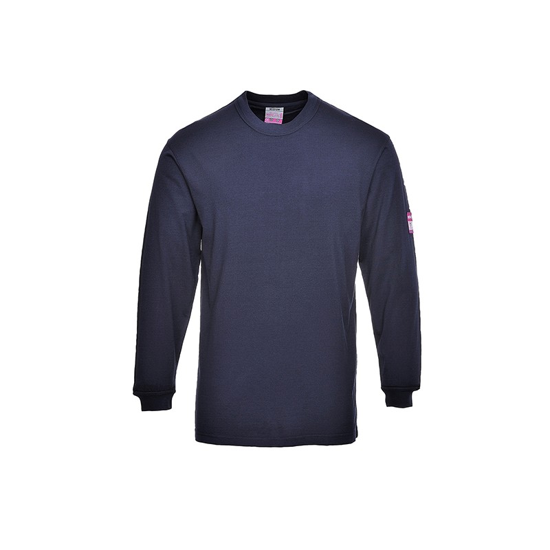 T-shirt manches longues Portwest FR11 antistatique et résistant aux flammes Marine - vue face