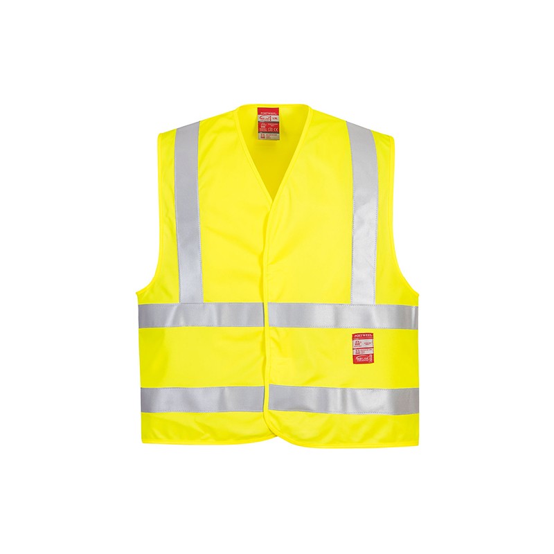 Gilet de signalisation Portwest FR75 Haute visibilité anti feu Jaune fluo. Vu de face