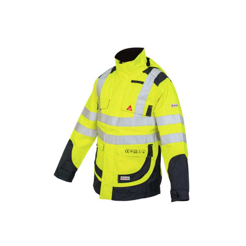 Parka multirisques, haute visibilité + imperméabilité P2L BREMEN Jaune fluo. Vu de face