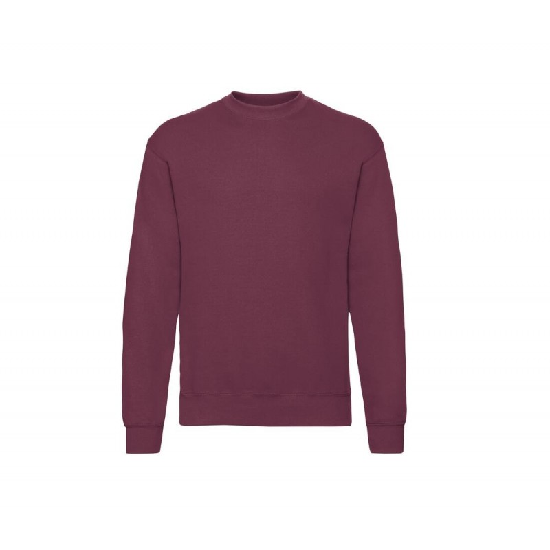 Sweat-shirt col rond Fruit Of The Loom Bordeaux. Vu de face