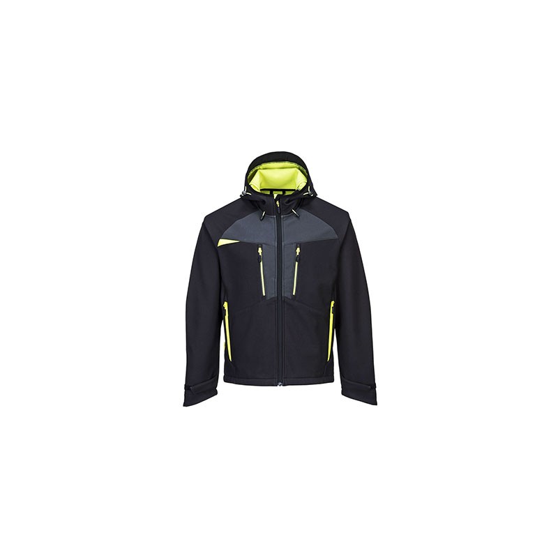 Veste Softshell Imperméable, coupe-vent Portwest DX474 Noir. Vu de face