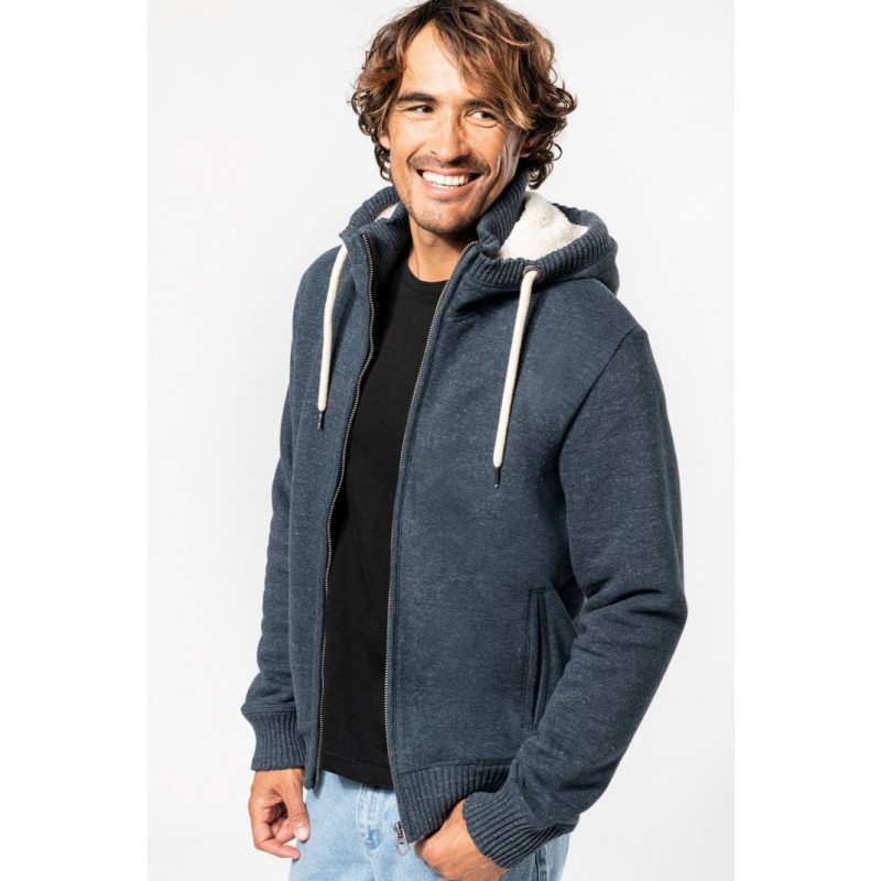 Veste molleton doublée homme TopTex KV2312 Bleu nuit. Vu de face