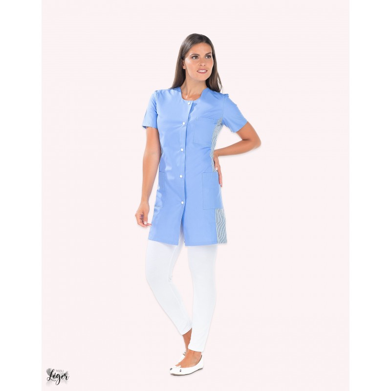 Blouse de travail femme REMI Elise 2190 Bleu ciel/rayé bleu