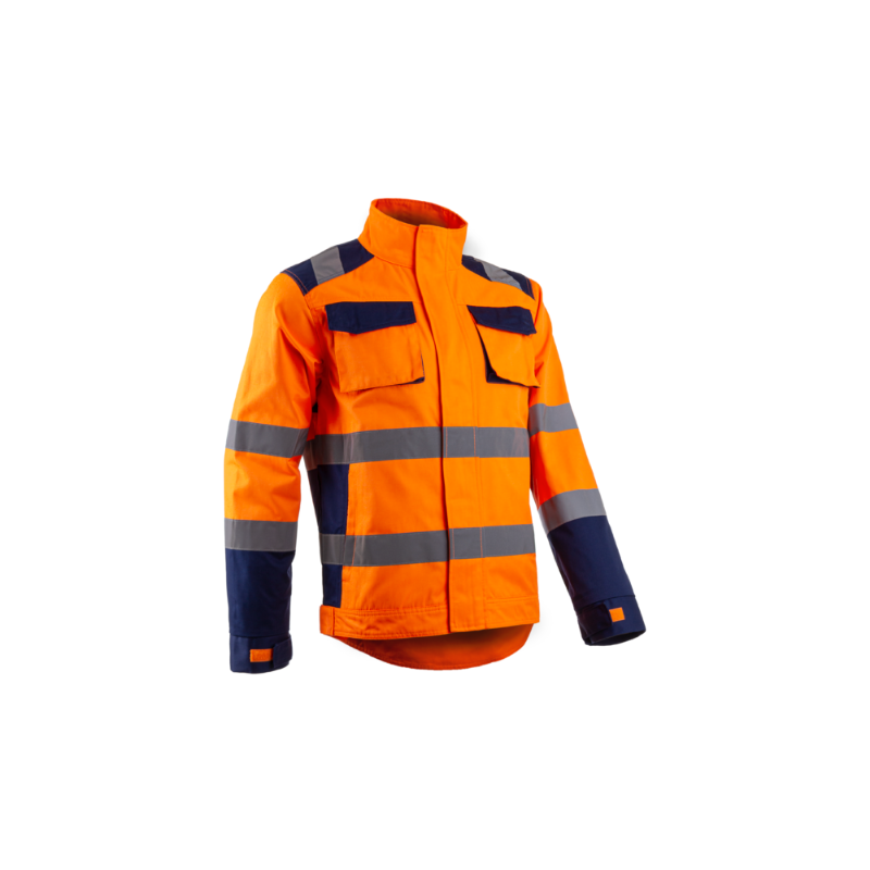 Veste Haute Visibilité Coverguard 5HBJ170 Orange fluo/Marine. Vu de face