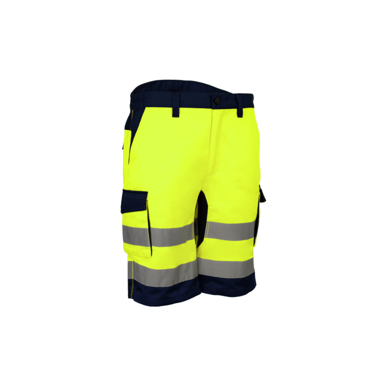 Bermuda Haute Visibilité Coverguard 5HBS160 Jaune fluo/Marine. Vu de face