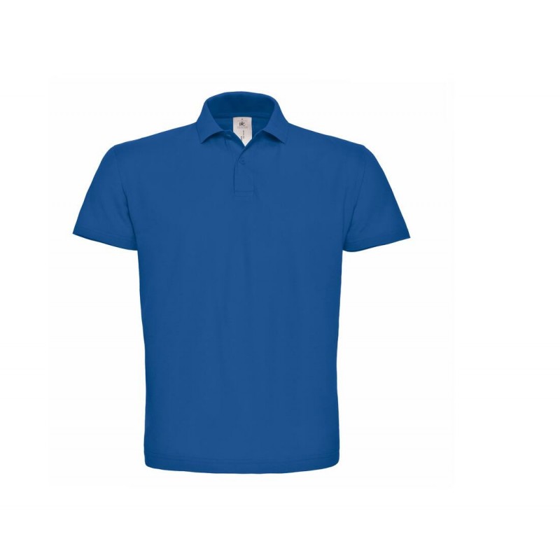 Polo B&C manches courtes en pur coton coloris bleu royal. Vu de face