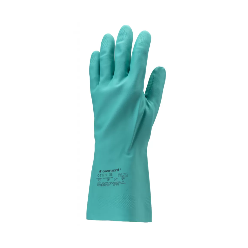 Gants protection chimique EUROCHEM N5530 en nitrile Cat. III. Vu de face