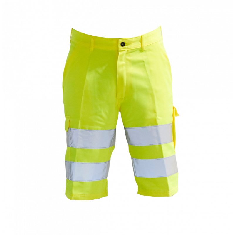 Bermuda haute visibilité PBV BERHVJ Jaune fluo. Vu de face