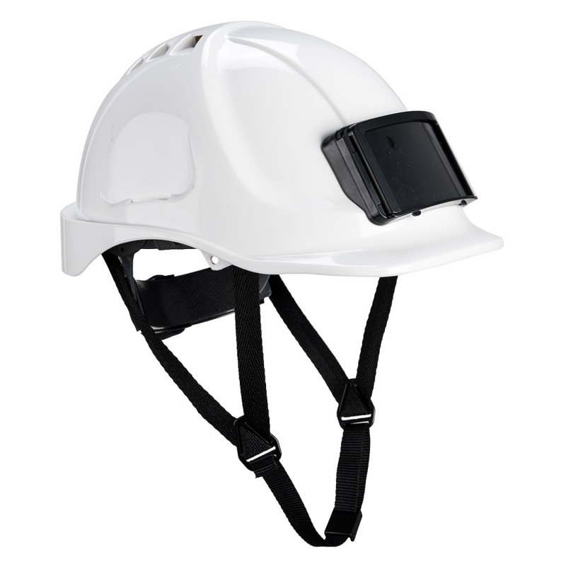Casque qui comporte un porte-badge intégré Portwest PB55 Blanc. Vu de face