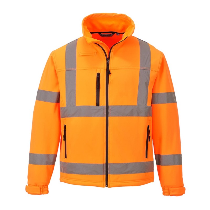 Veste Portwest S424 3 couches Haute visibilité, tissu respirant Orange fluo. Vu de face