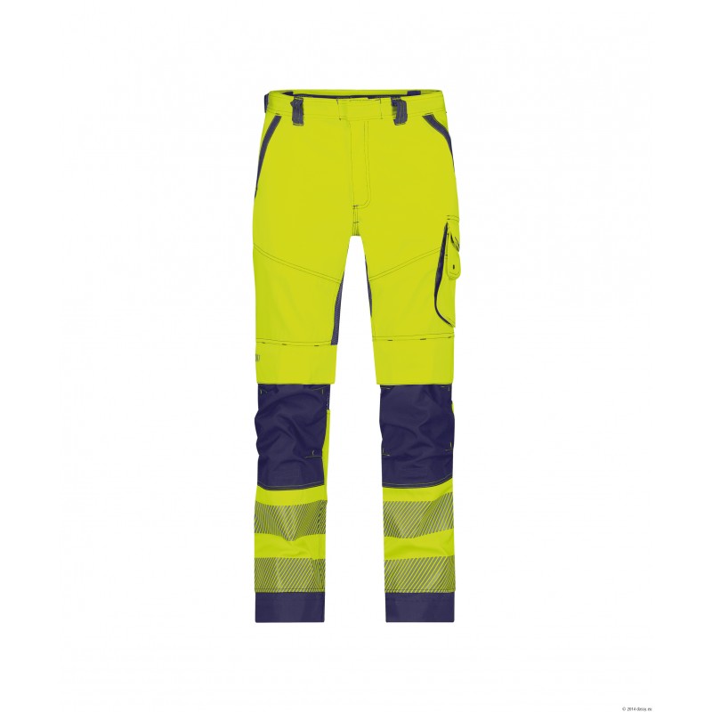 Pantalon été HV DASSY ODESSA coloris Jaune fluo/Marine. Vu de face