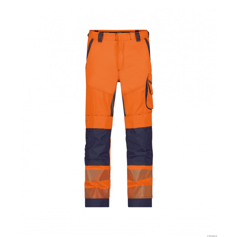 Pantalon été HV DASSY ODESSA coloris Orange fluo/Marine. Vu de face