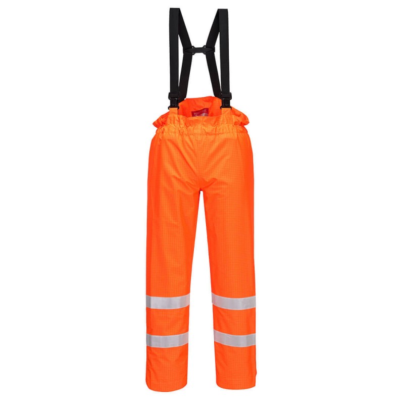 Pantalon à bavette doublé respirant Multirisques HV Orange/Marine. Vu de face